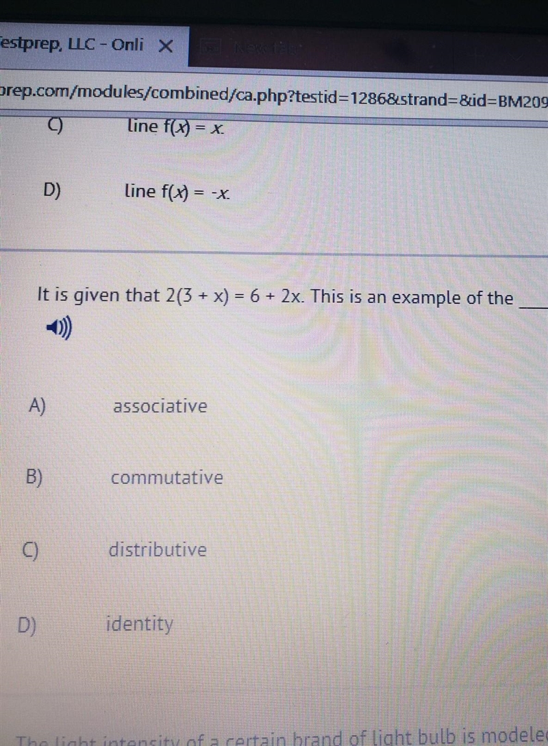 It is given thag 2(3+x) = 6+2x. this is an example of the ____ property.​-example-1