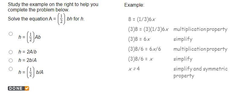 Study the example on the right to help you complete the problem below. please help-example-1