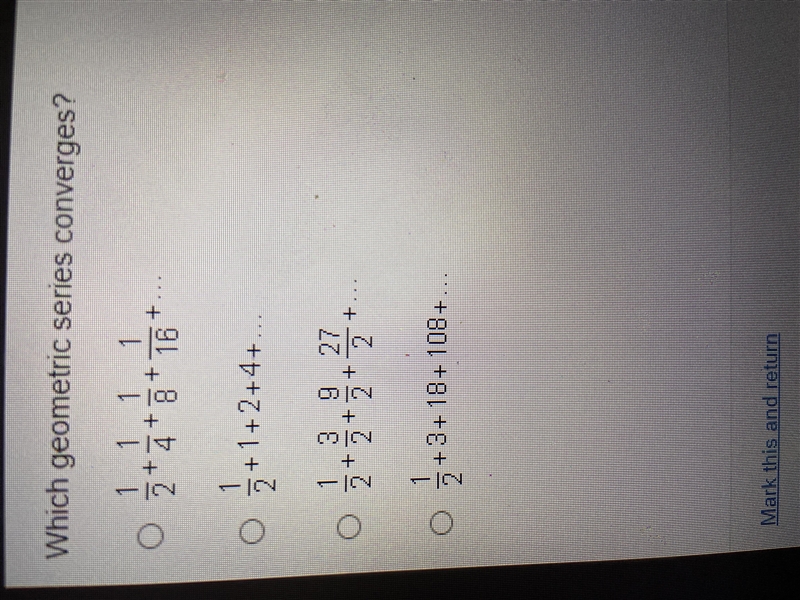 Which geometric series converges?-example-1