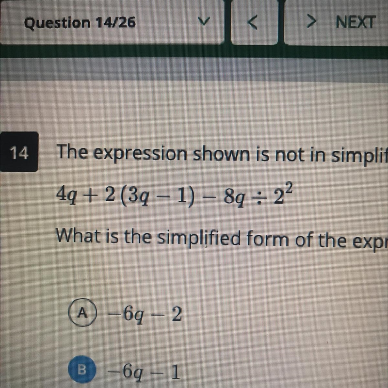 4q+ 2 (3q - 1) - 8q divided by 2 the power of 2-example-1