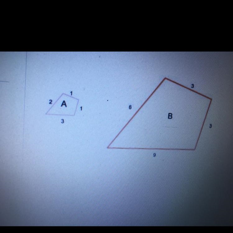 What scale factor is applied to shape B to make shape A-example-1