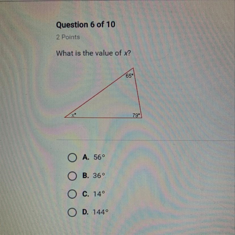 What is the value of x? 65°, 79° , X-example-1