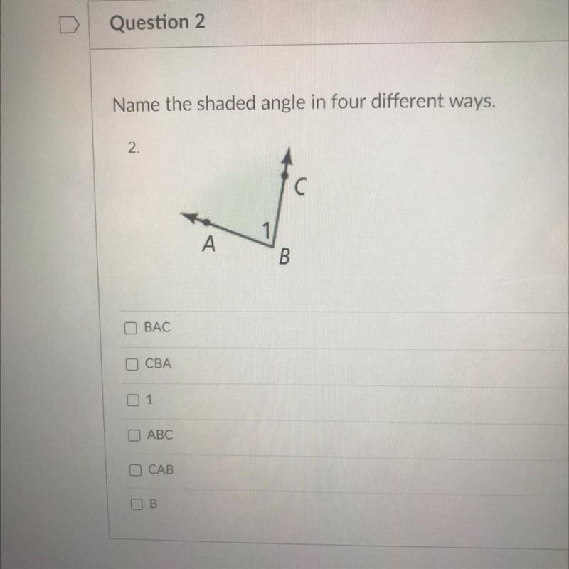 Name the shaded angle in four different ways.-example-1