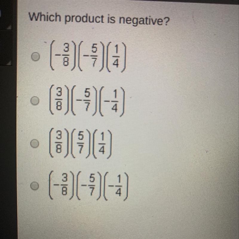 Which product is negative?-example-1