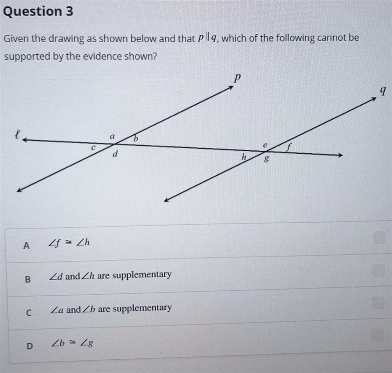 Given the drawing as shown below and that p || q, which of the following cannot be-example-1