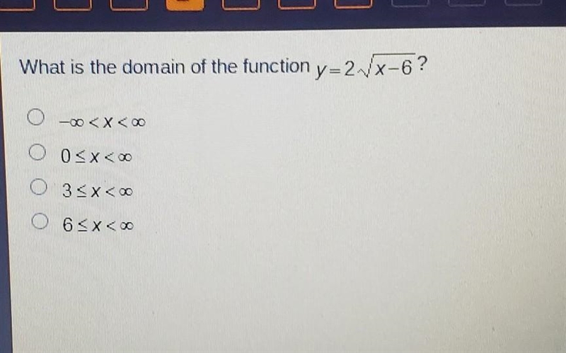 What is the domain of the function y=2 /X-6? EXCO o osx​-example-1