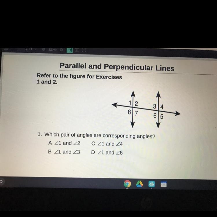 Parallel and Perpendicular Lines Refer to the figure for Exercises 1 and 2. 12 314 817 65 1. Which-example-1