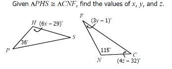 Please help quick!! Given ΔΡHS & ΔCNF, find the values of x, y, and z.-example-1