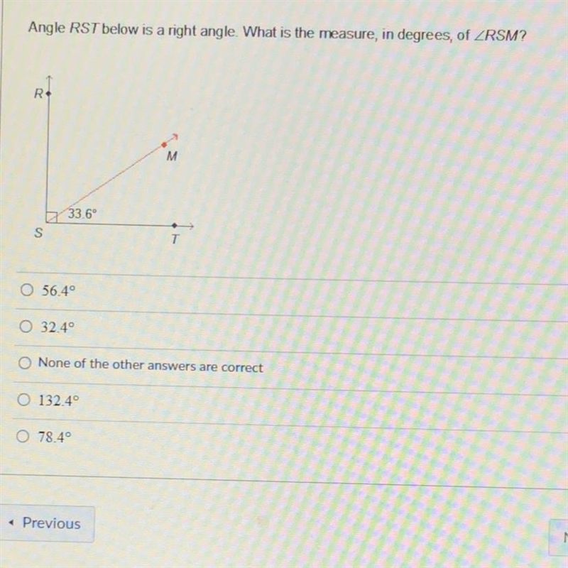 Angle RST below is a right angle. What is the measure, in degrees, of-example-1