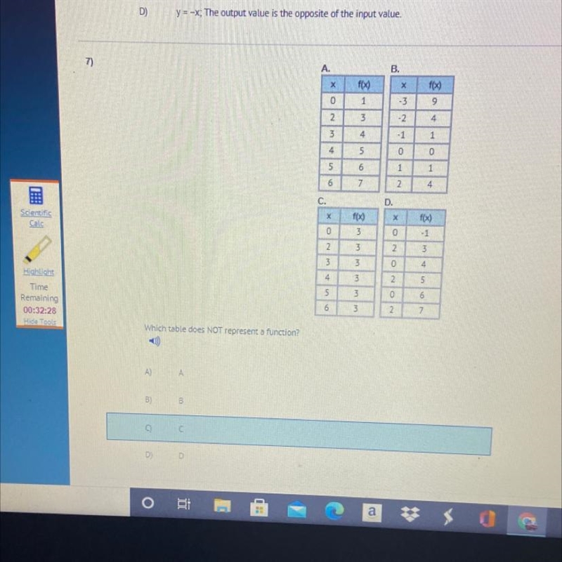 Which table does not represent a function-example-1