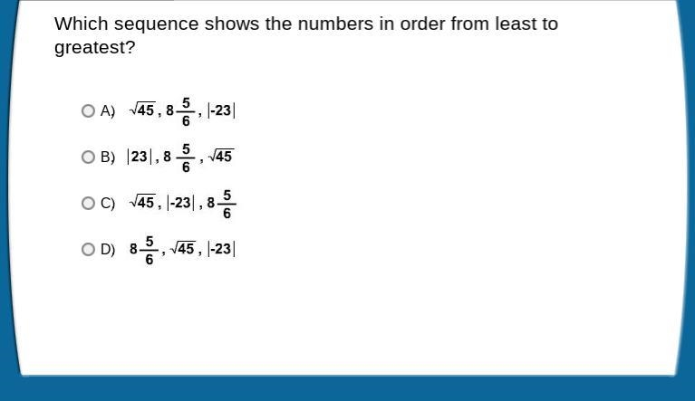 Which sequence shows the numbers in order from least to greatest?-example-1