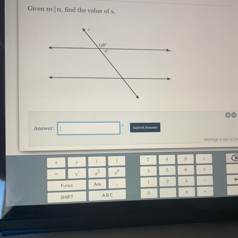 Given m||n, find the value of x. 1580 70-example-1