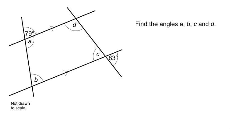 Find the angles a,b,c and d-example-1