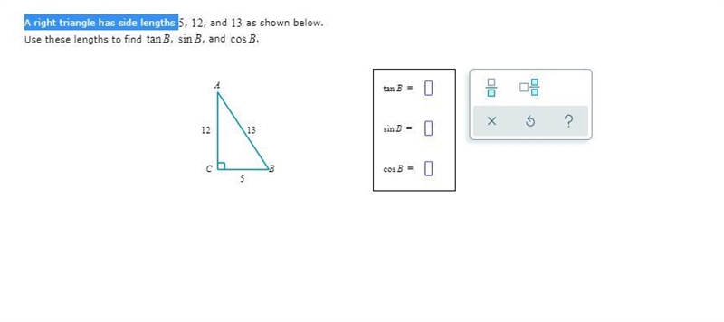 A right triangle has side lengths-example-1