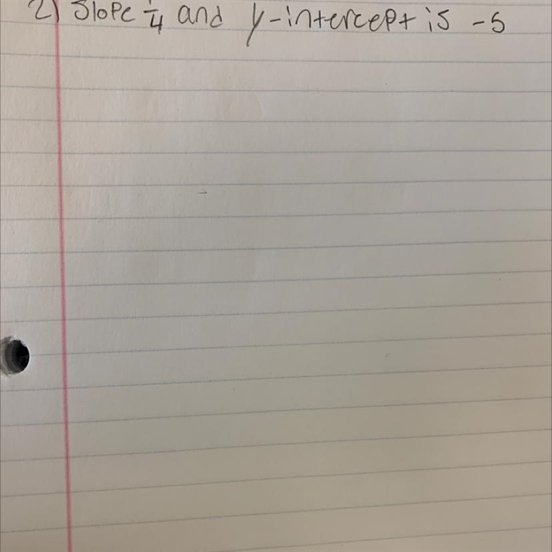 Slope 1/4 and y-intercept is -5-example-1