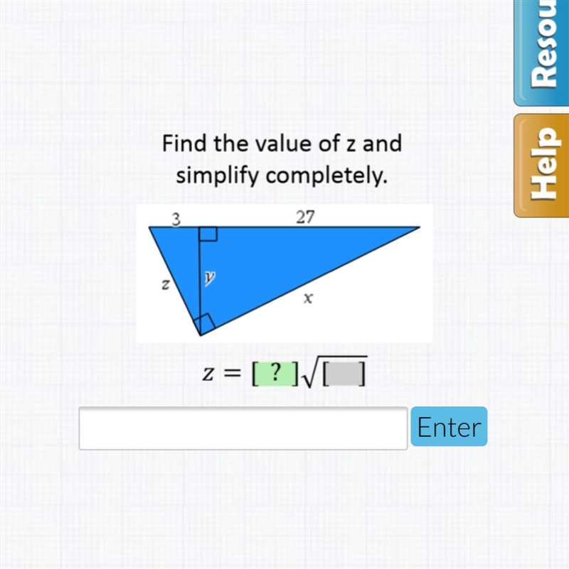 Find value of z and simplify completely.-example-1