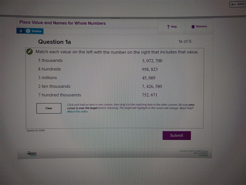 Problem: Match each value on the left with the number on the right that includes that-example-1