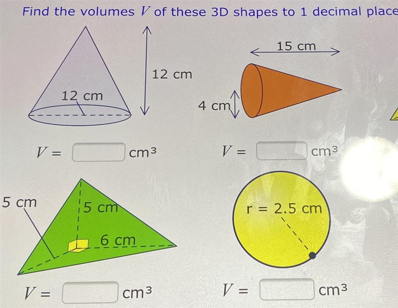 Calculate Valume of cones and spheres-example-1