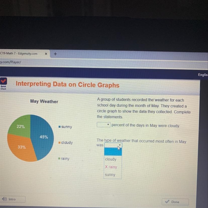 A group of students recorded the weather for each school day during the month of May-example-1