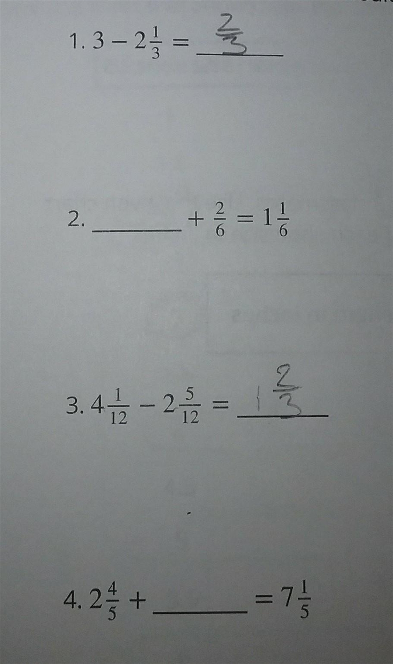 Find the missing fraction that would make each equation true. Explain how you got-example-1