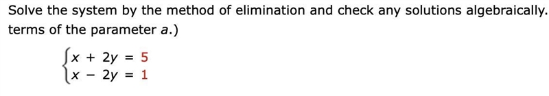 Solve the system by the method of elimination.-example-1