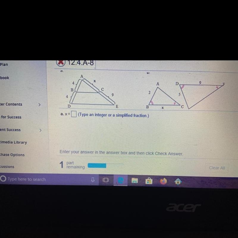 What is the value of x in a & b?-example-1