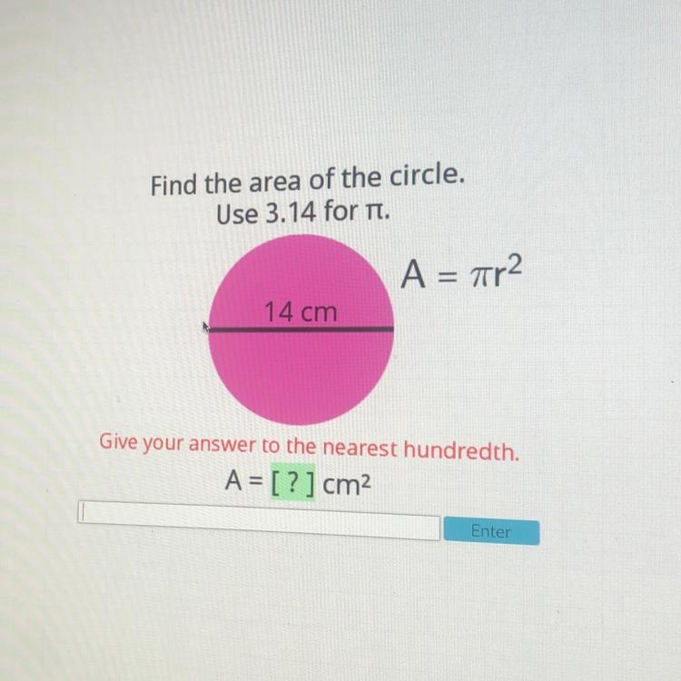 Find the area of the circle. Use 3.14 for .-example-1