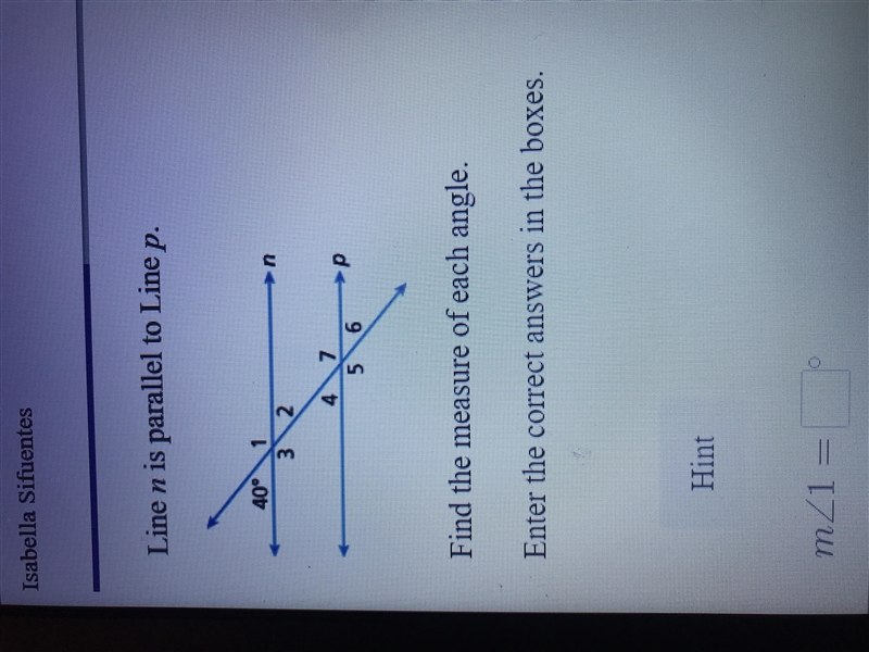 Line n is parallel to Line P. Find the measure of each angle. Please help-example-1