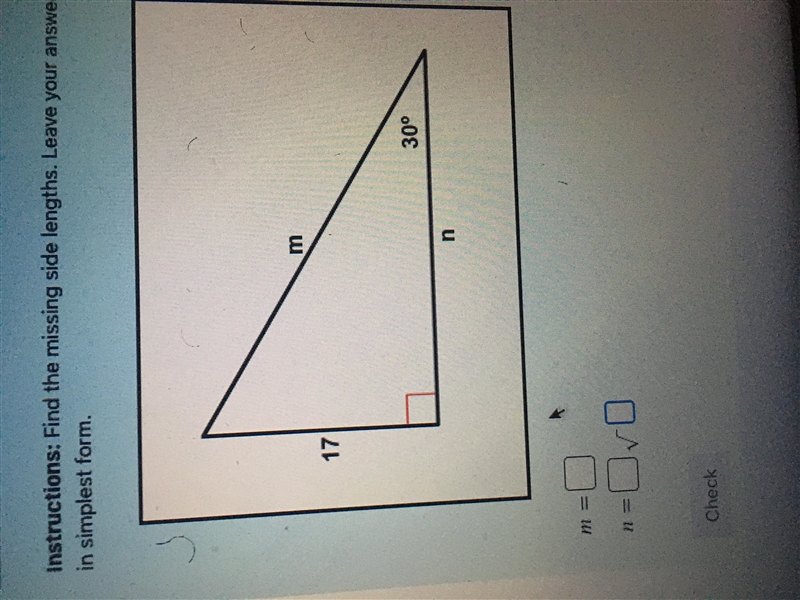 Find the missing side lengths. leave ur answers as radicals-example-1