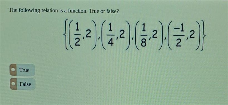 The following relation is a function true or false​-example-1