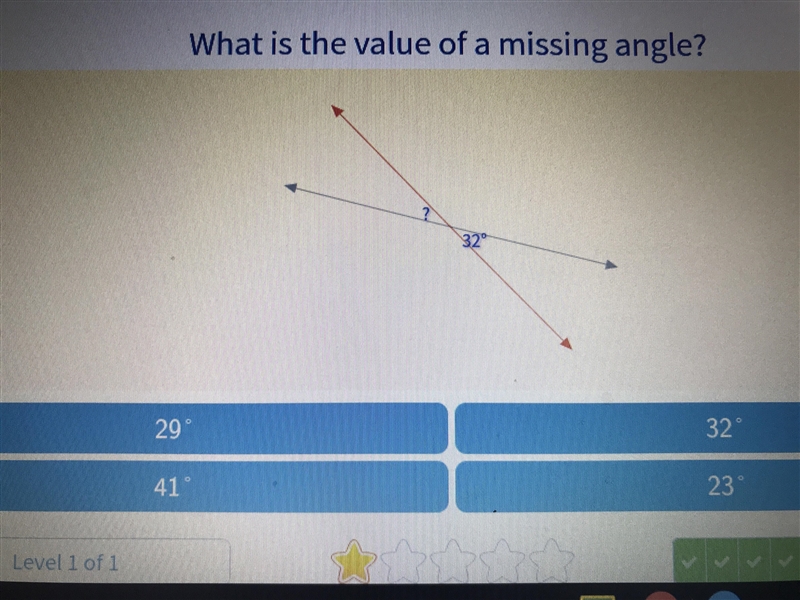 Geometry and stuff Help cause I’m dumb :) What is the value of the missing angle-example-1