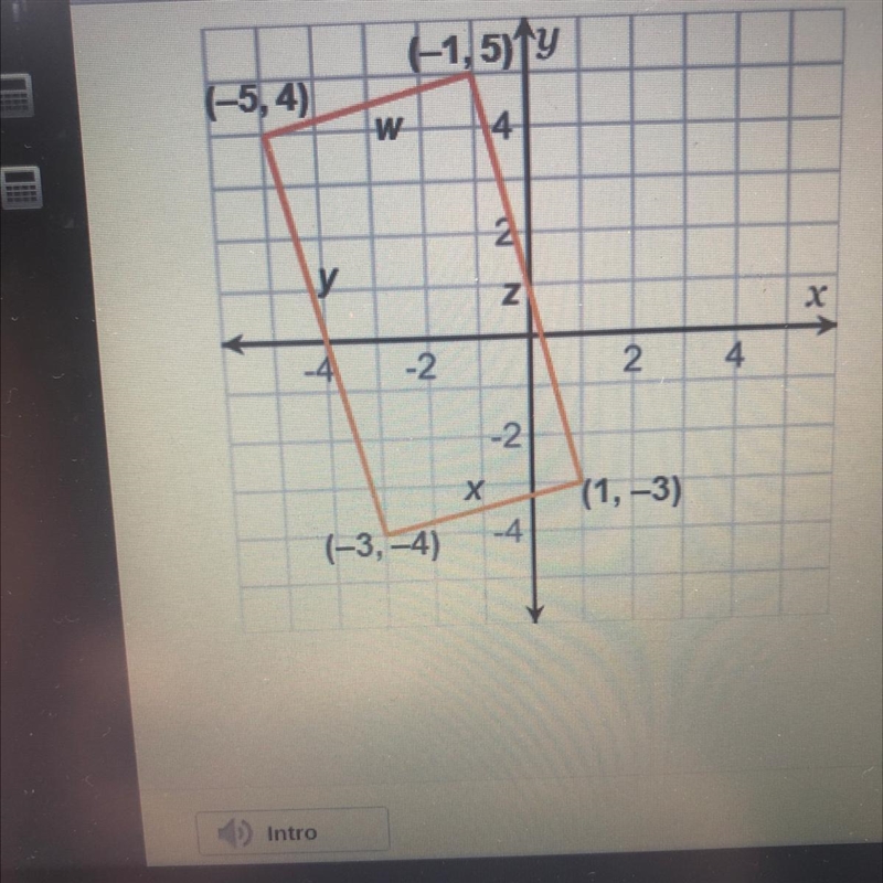 Determine the slope for each side of the polygon. The slope of side w is: _ The slope-example-1