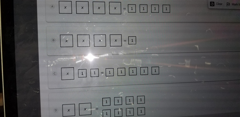 Which model shows two equal expressions when the value of X is 4-example-1