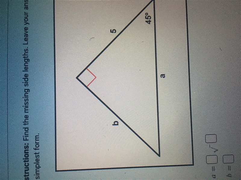 Find the missing side lengths leave your answerss as radicals-example-1