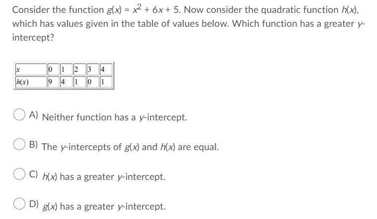 7. Consider the function g(x) = x^2 + 6x + 5. Now consider the quadratic function-example-1