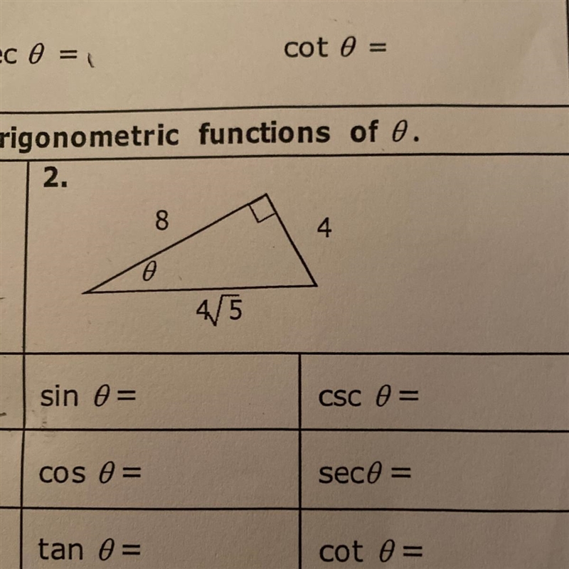 Find the values of the six trigonometric functions of 0-example-1