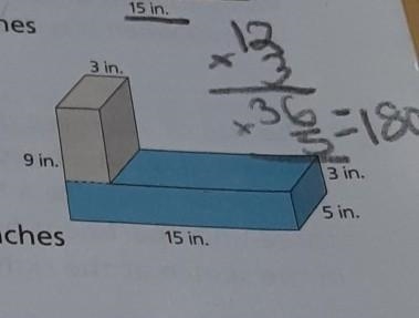 - + 106 = 315 cubic inches 2. Find the volume of the blue rectangular prism first-example-1