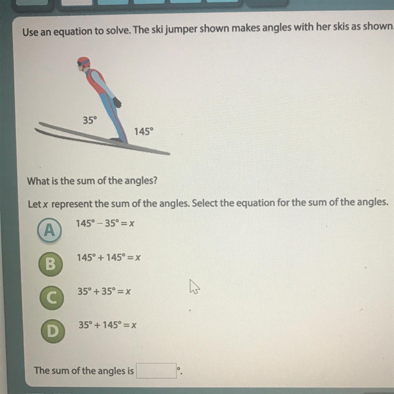 Use an equation to solve. What would it be ABCD? And the sum?-example-1