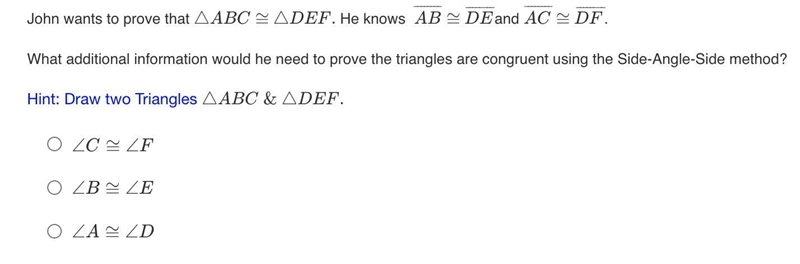 What additional information would he need to prove the triangles are congruent using-example-1