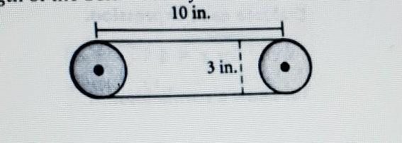 A rubber belt connects the two flywheels shown. Find the total length of the belt-example-1