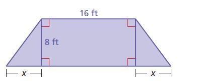 The total area of the polygon is 176 square feet. Find the value of x. x= ft-example-1