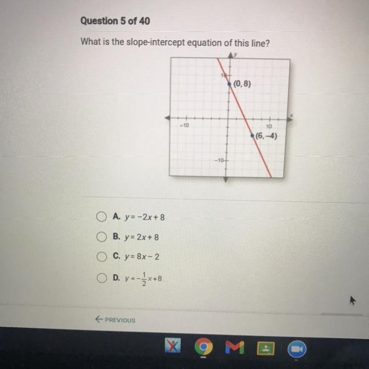 What is the slope-intercept equation of this line?-example-1