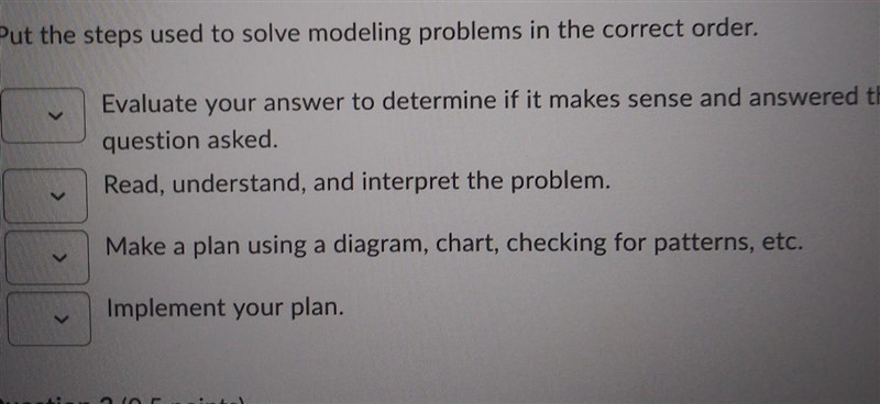 What's the steps used to solve modeling problems in the correct order​-example-1