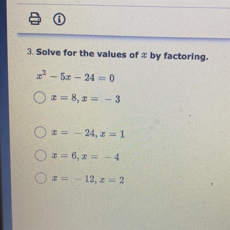 3.Solve for the the values of x by factoring-example-1