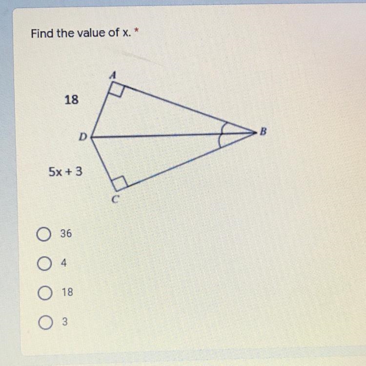 Find the value of x 36 4 18 3-example-1