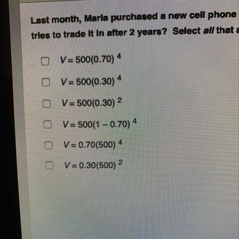 Last month, Maria purchased a new cell phone for $500. The store manager told her-example-1