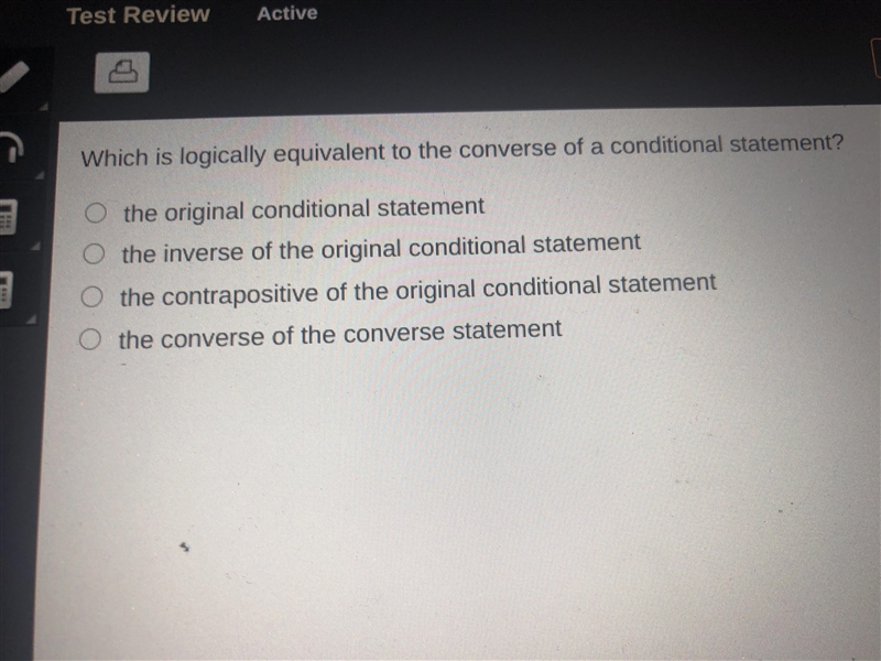 Which is logically equivalent to the converse of a conditinal statement?-example-1