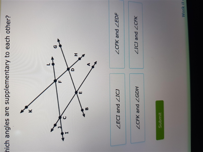 Which angles are supplementary to each other?-example-1