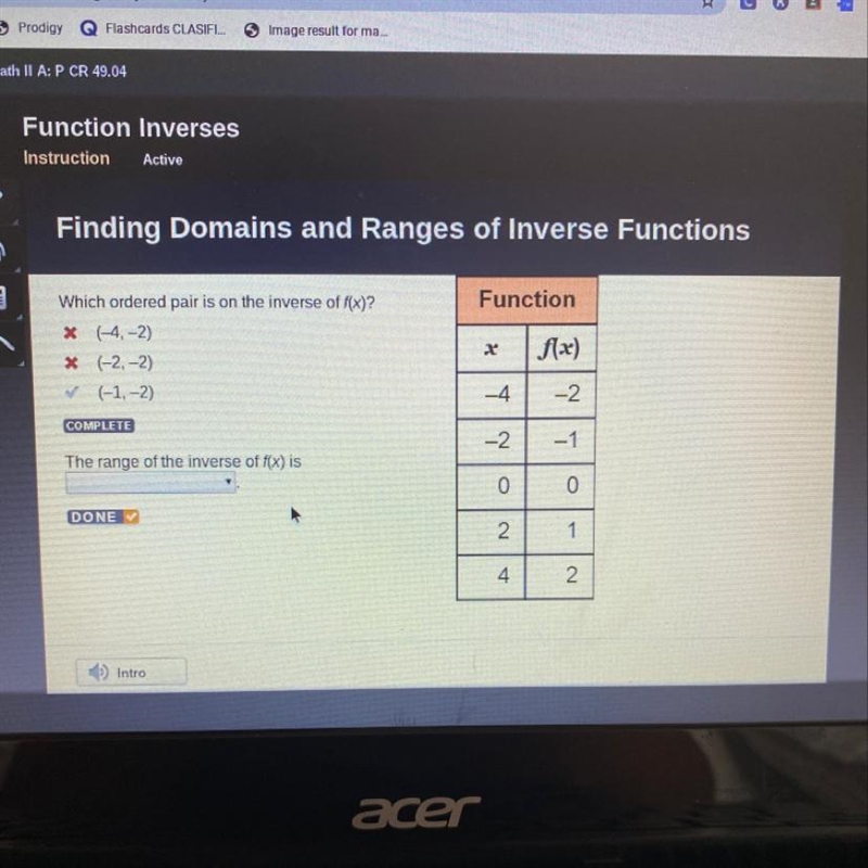 The range of the inverse of f(x) is ?-example-1