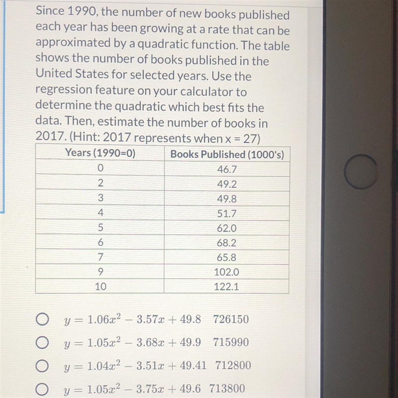 Since 1990, the number of new books published each year has been growing at a rate-example-1